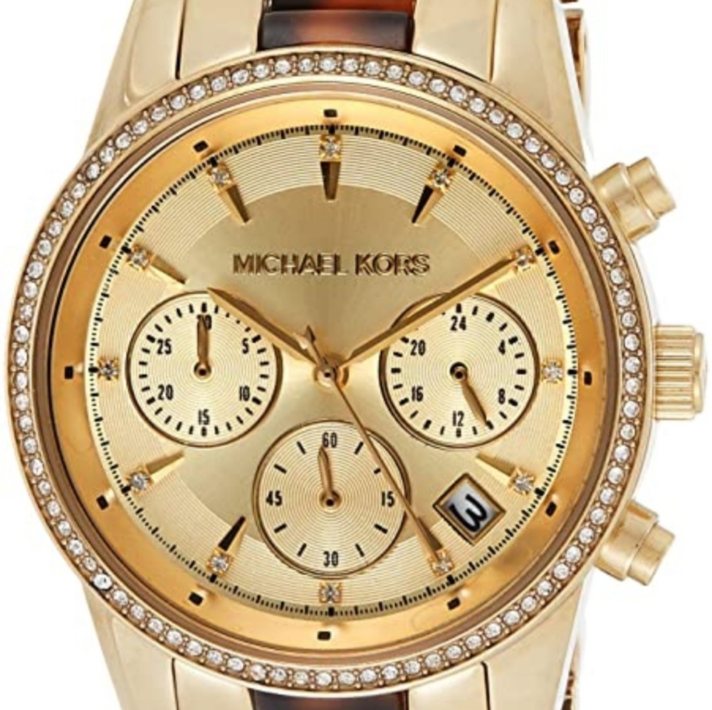 Michael Kors Ritz Gold & Tortoise Chronograph Watc